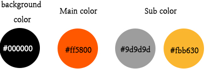 background검은색 maincolor 주황색 subcolor 회색 노란색